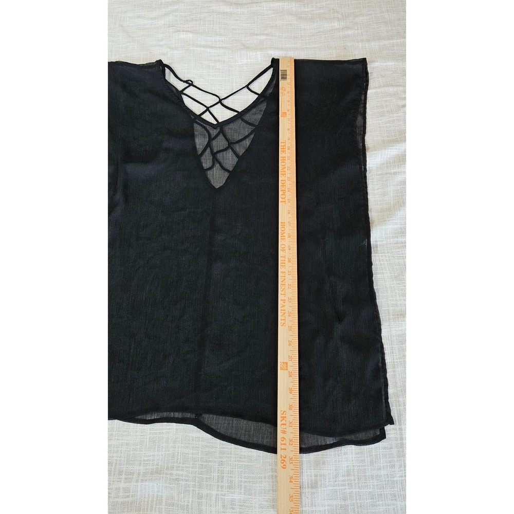 Unbranded Tunic Women OS Black Strappy Lattice Back Sheer Grunge Whimsygoth Boho - Picture 3 of 5